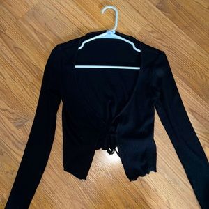 ruffled tied sweater